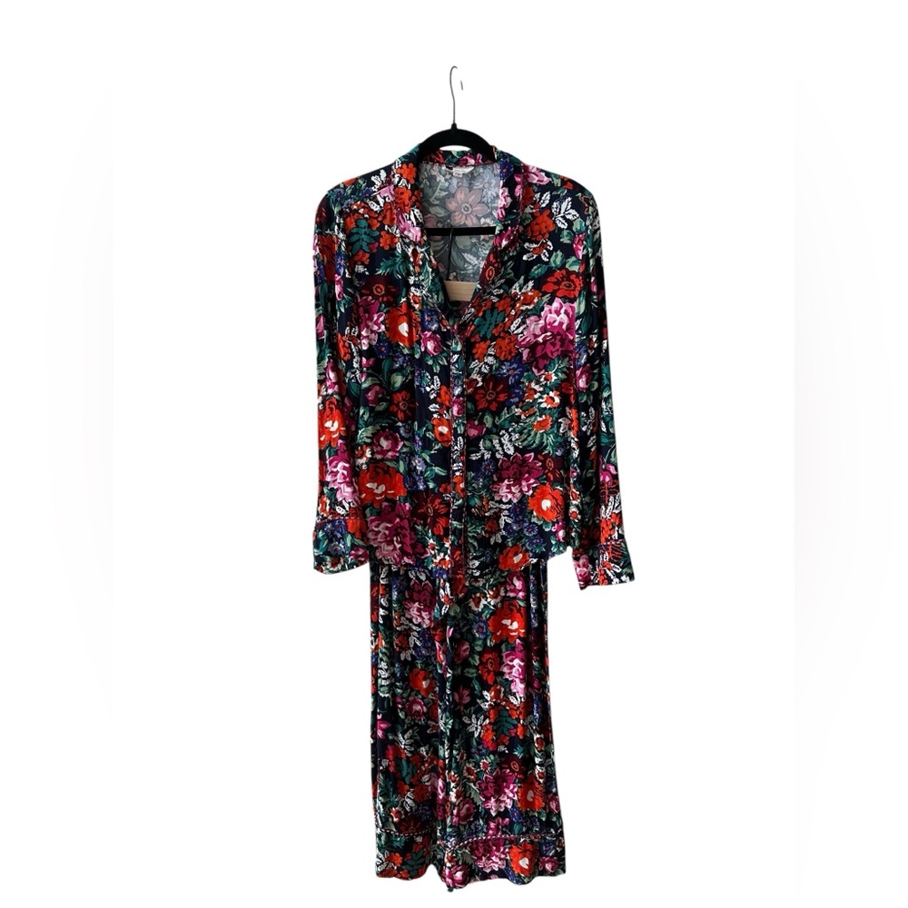 Anthropologie Floral Wide-Leg Lounge Set